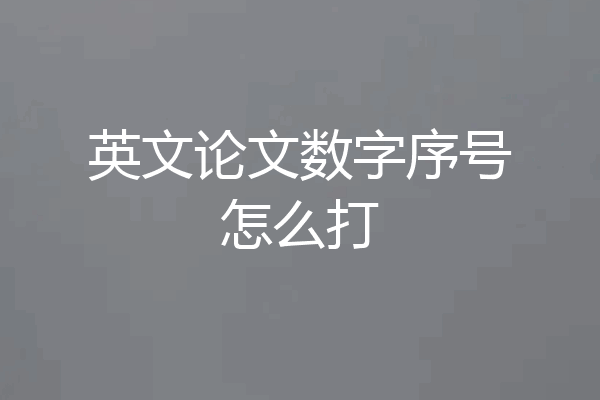 英文论文数字序号怎么打