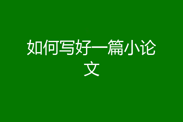 如何写好一篇小论文