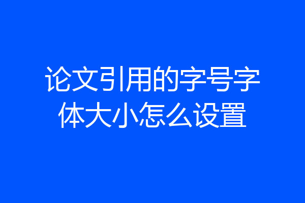 论文引用的字号字体大小怎么设置