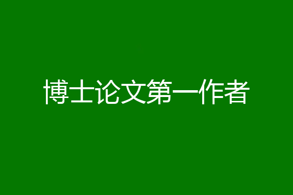 博士论文第一作者