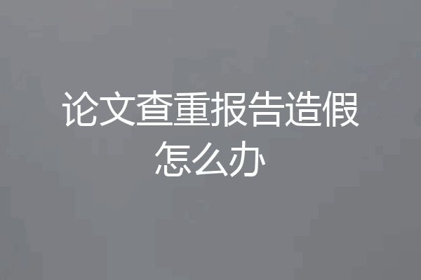论文查重报告造假怎么办