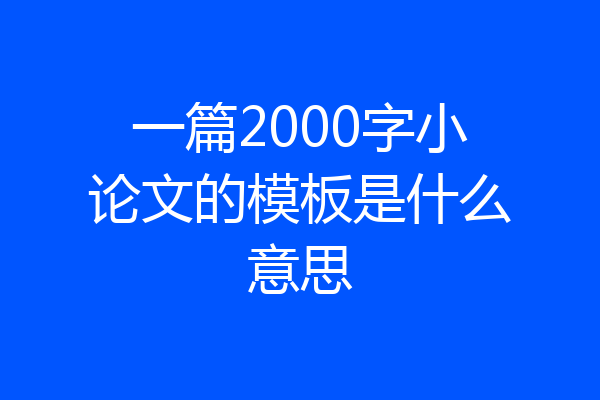 一篇2000字小论文的模板是什么意思