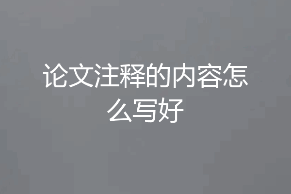 论文注释的内容怎么写好