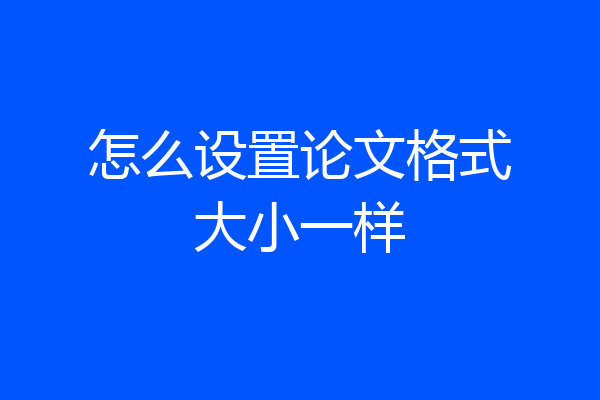 怎么设置论文格式大小一样