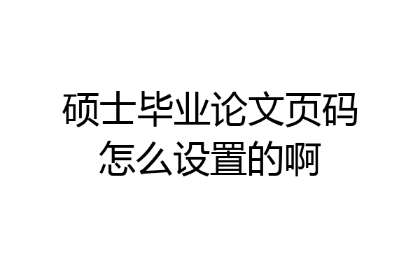 硕士毕业论文页码怎么设置的啊