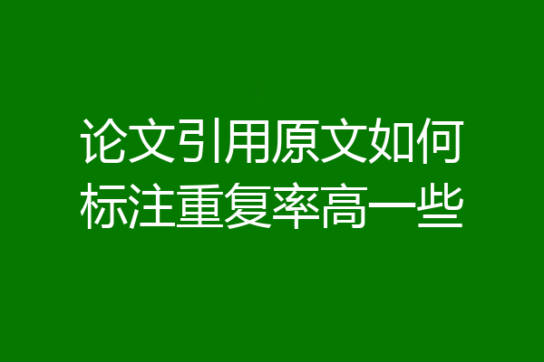 论文引用原文如何标注重复率高一些