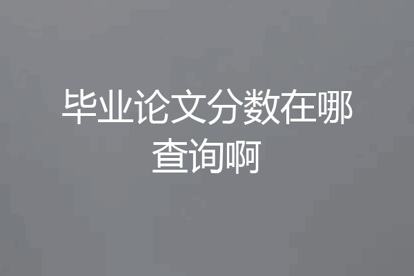 毕业论文分数在哪查询啊