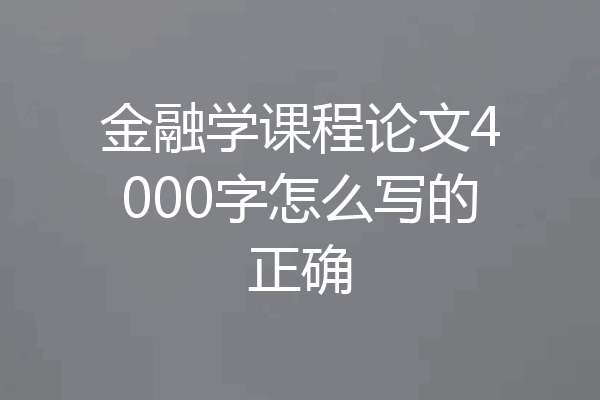 金融学课程论文4000字怎么写的正确