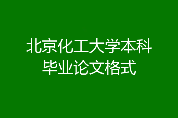 北京化工大学本科毕业论文格式