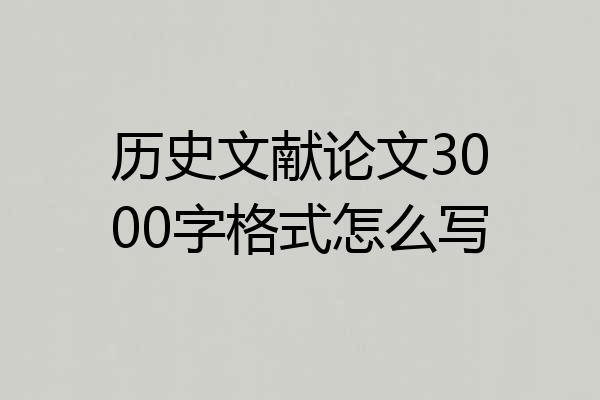 历史文献论文3000字格式怎么写
