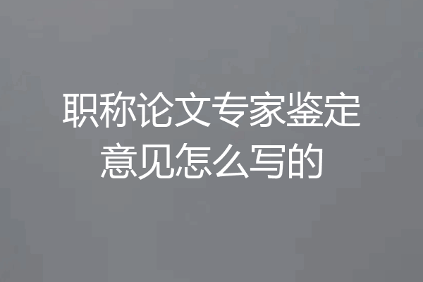 职称论文专家鉴定意见怎么写的
