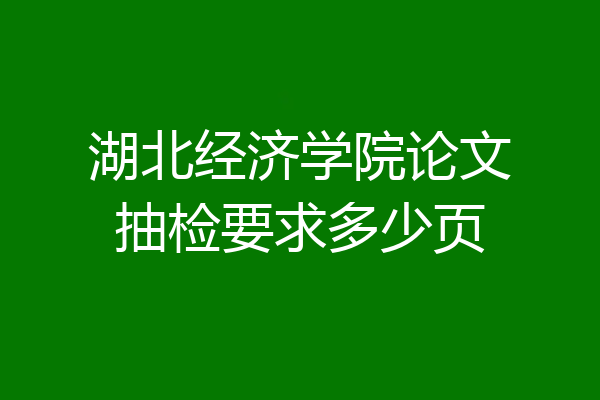 湖北经济学院论文抽检要求多少页