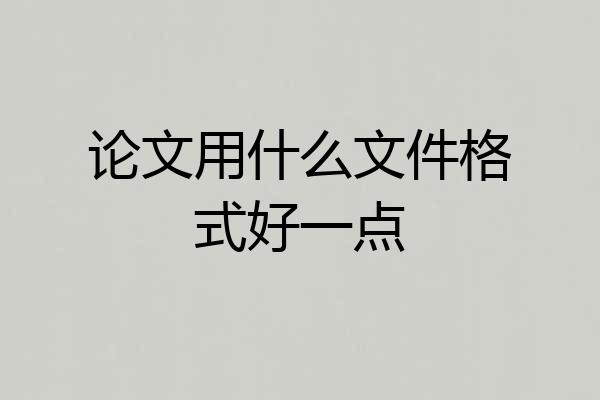 论文用什么文件格式好一点