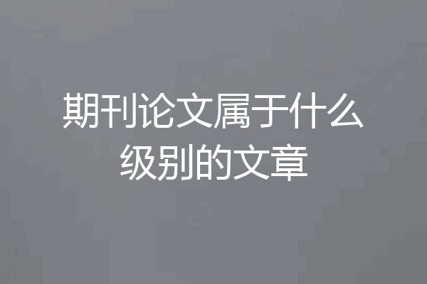 期刊论文属于什么级别的文章