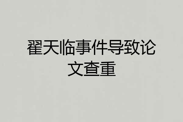 翟天临事件导致论文查重