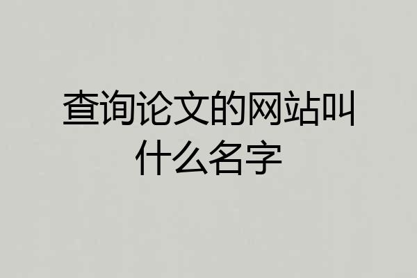 查询论文的网站叫什么名字