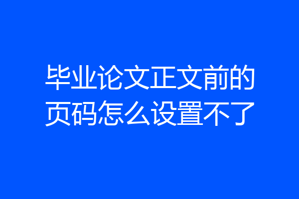 毕业论文正文前的页码怎么设置不了