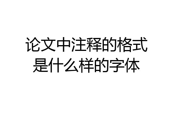 论文中注释的格式是什么样的字体