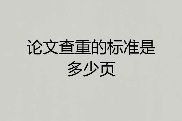 论文查重的标准是多少页