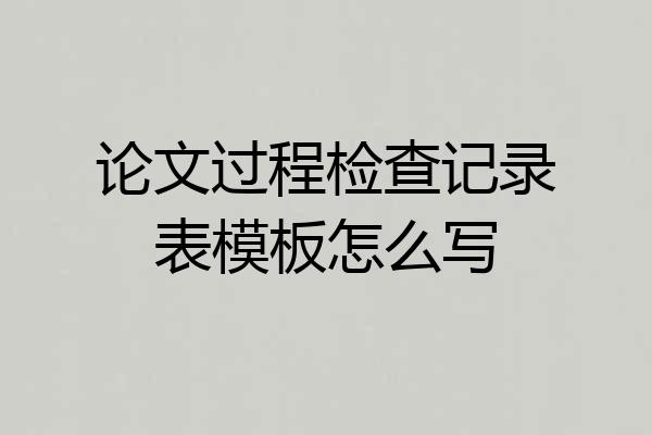 论文过程检查记录表模板怎么写