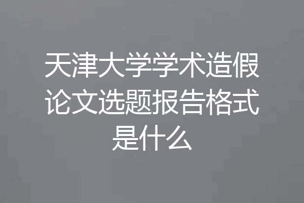 天津大学学术造假论文选题报告格式是什么
