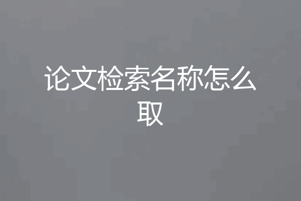 论文检索名称怎么取