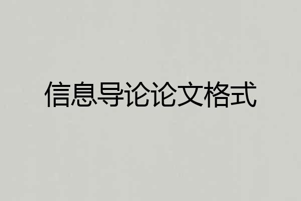 信息导论论文格式