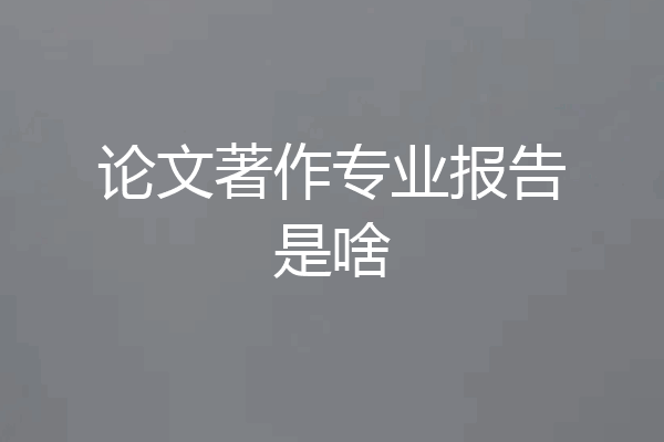 论文著作专业报告是啥