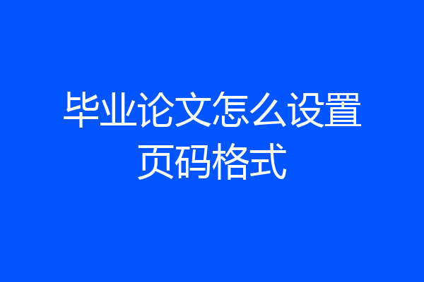 毕业论文怎么设置页码格式