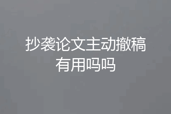 抄袭论文主动撤稿有用吗吗