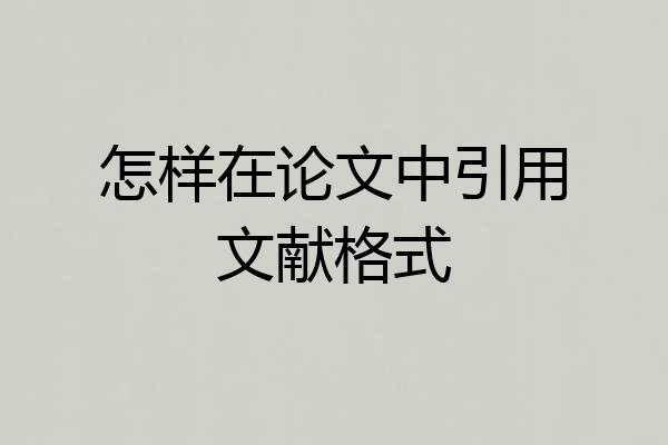 怎样在论文中引用文献格式