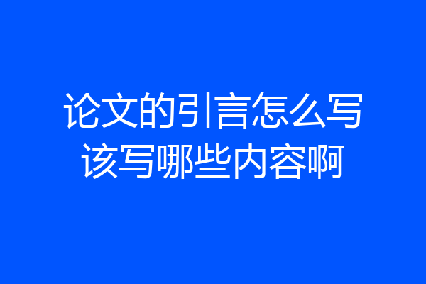 论文的引言怎么写该写哪些内容啊