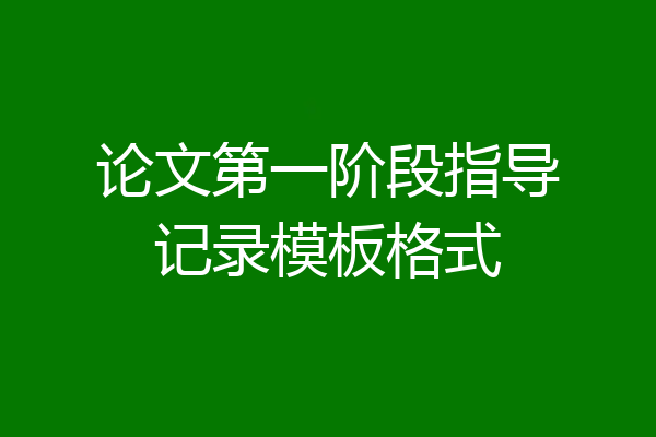 论文第一阶段指导记录模板格式