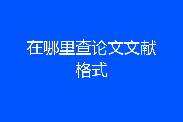在哪里查论文文献格式