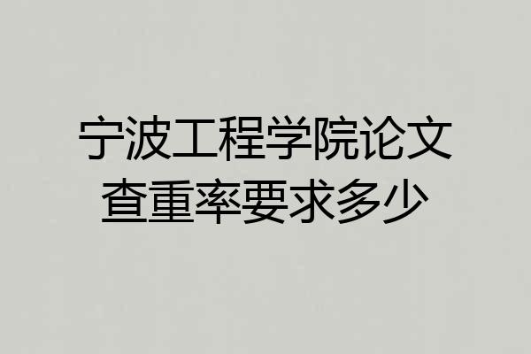 宁波工程学院论文查重率要求多少