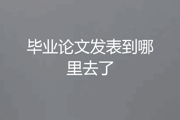毕业论文发表到哪里去了
