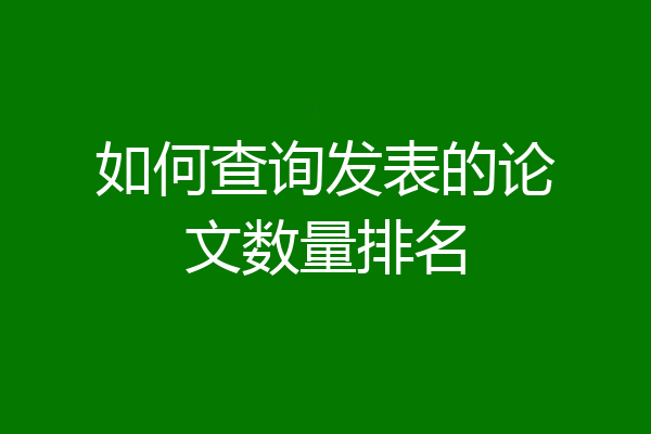如何查询发表的论文数量排名