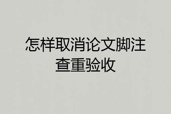 怎样取消论文脚注查重验收