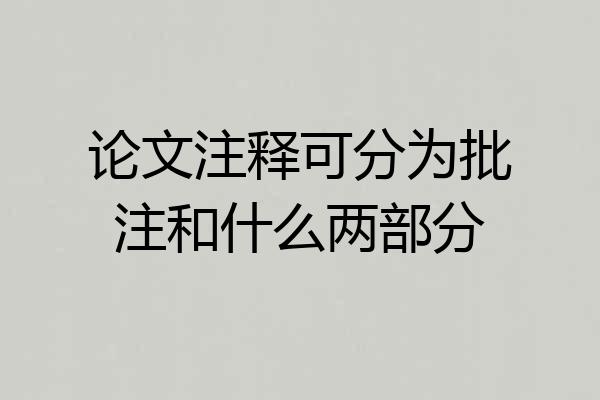 论文注释可分为批注和什么两部分