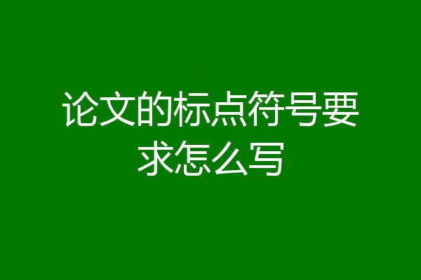 论文的标点符号要求怎么写