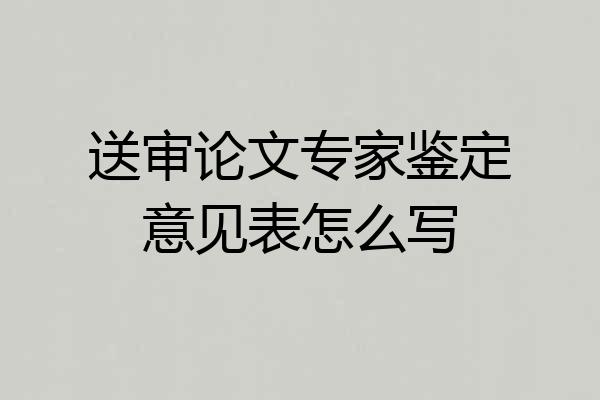 送审论文专家鉴定意见表怎么写