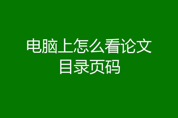 电脑上怎么看论文目录页码