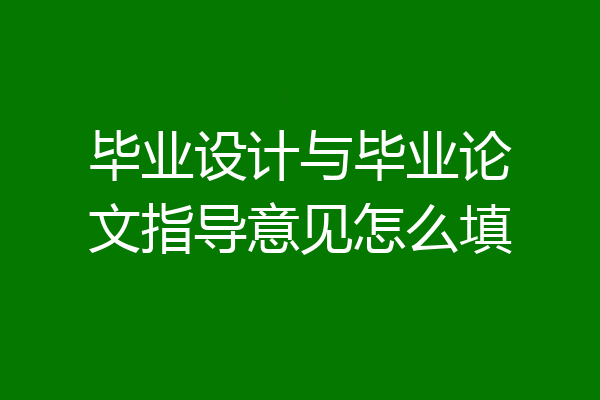 毕业设计与毕业论文指导意见怎么填