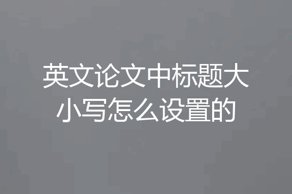 英文论文中标题大小写怎么设置的