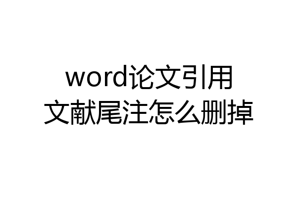 word论文引用文献尾注怎么删掉