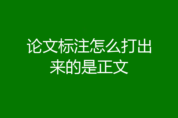 论文标注怎么打出来的是正文