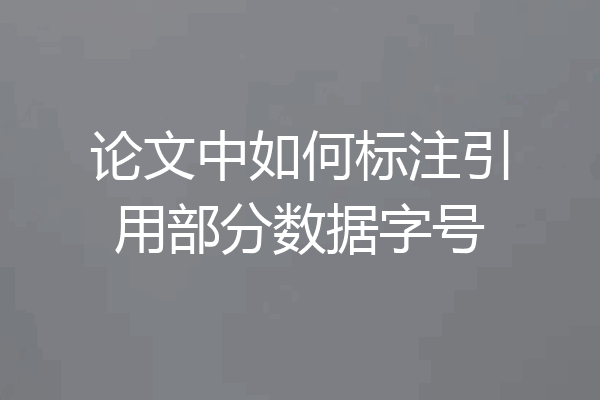 论文中如何标注引用部分数据字号