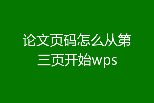 论文页码怎么从第三页开始wps