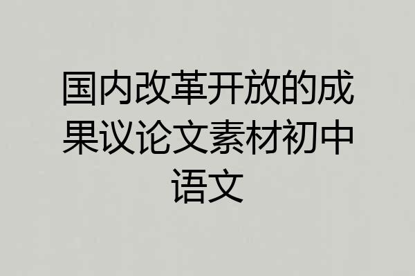 国内改革开放的成果议论文素材初中语文