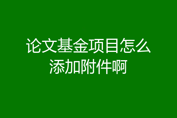 论文基金项目怎么添加附件啊